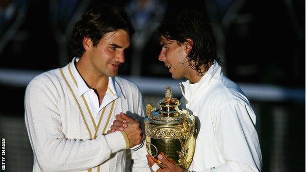 Roger Federer and Rafael Nadal in 2008