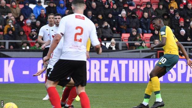 Bayo completed the scoring in Celtic's 3-0 Scottish Cup win over Clyde last season