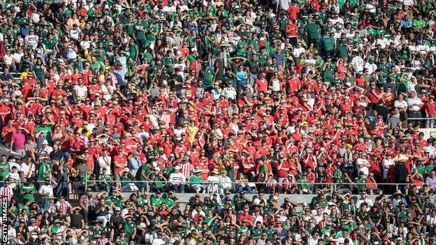 Wales and Mexico fans