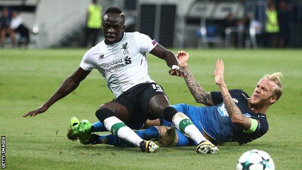 Sadio Mane is tackled