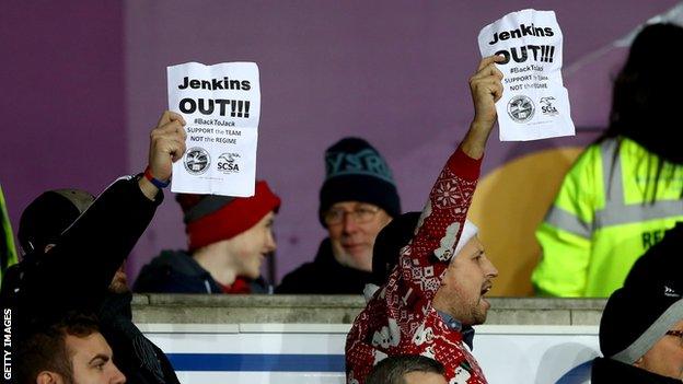 Fan protest against Huw Jenkins in December, 2017