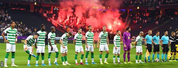 Flares were let off among the Celtic fans pre-match