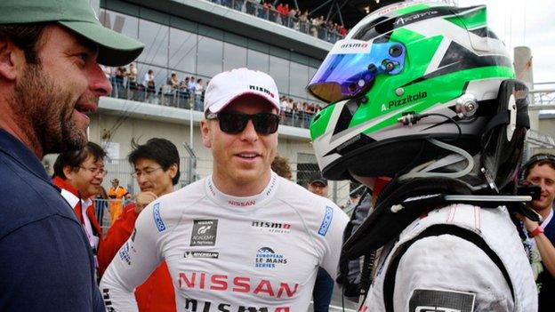 Sir Chris Hoy with his race team at Le Mans