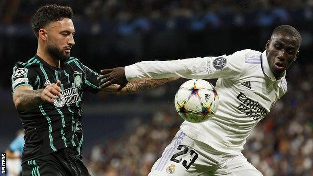 Celtic's Sead Haksabanovic in action with Real Madrid's Ferland Mendy