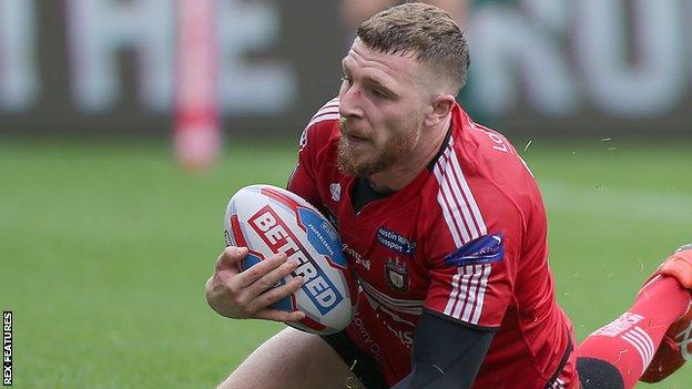 Jackson Hastings in action for Salford Red Devils