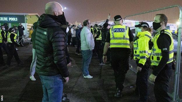 Some Celtic fans protested against manager Neil Lennon and the board following the League Cup defeat to Ross County