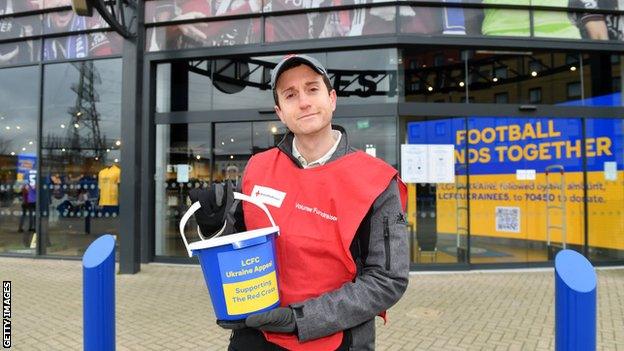 Bucket collections were made at grounds including Leicester's King Power Stadium to aid humanitarian efforts during the conflict