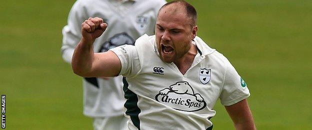 Joe Leach's six wickets in the day took him past last seasons best haul of 59 wickets, putting him on 64 for the season