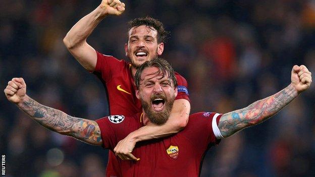 Roma's Daniele De Rossi and Alessandro Florenzi