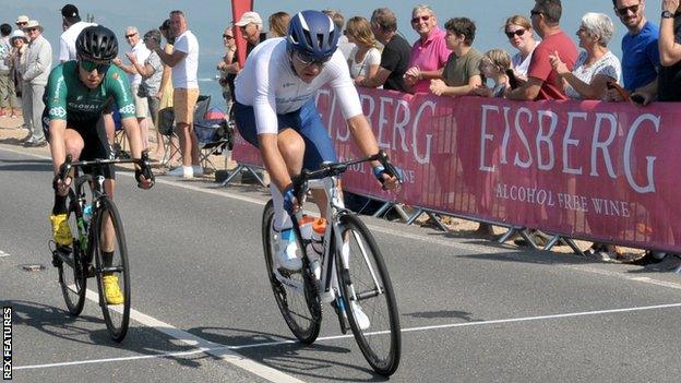 William Bjergfelt in the Tour of Britain breakaway