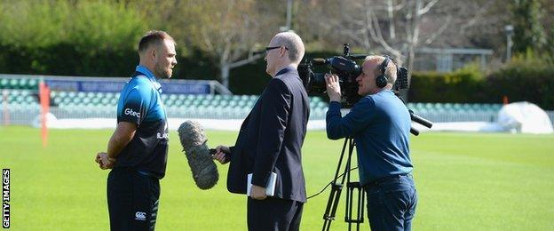 New Worcestershire captain Joe Leach was the centre of attention at the county's pre-season press day, interviewed by, among others, BBC Midlands Today's Nick Clitheroe