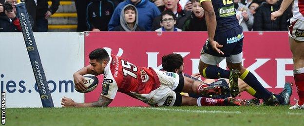 Charles Piutau scores a try for Ulster