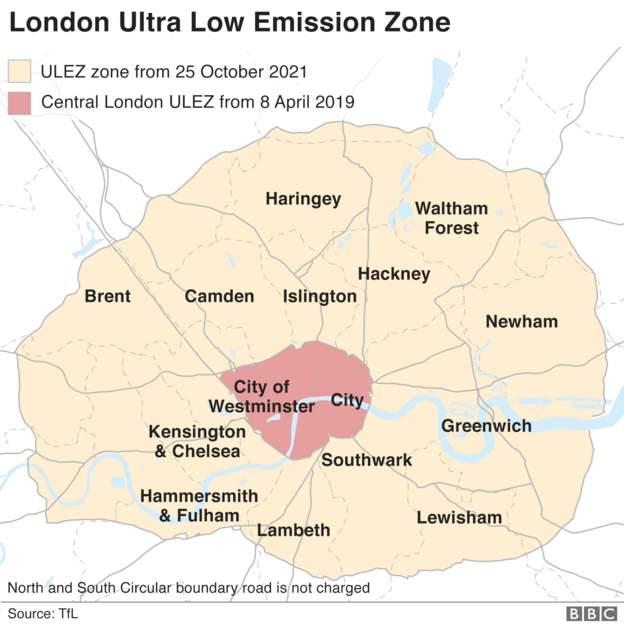 Map of ULEZ zones