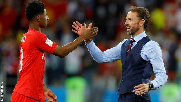 England manager Gareth Southgate and striker Marcus Rashford