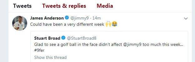 Anderson reply to broad on Twitter