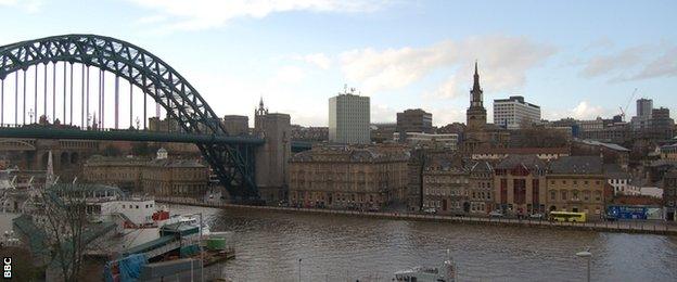 The Tyne Bridge and the Newcastle skyline