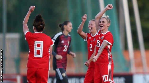 Wales women celebrate