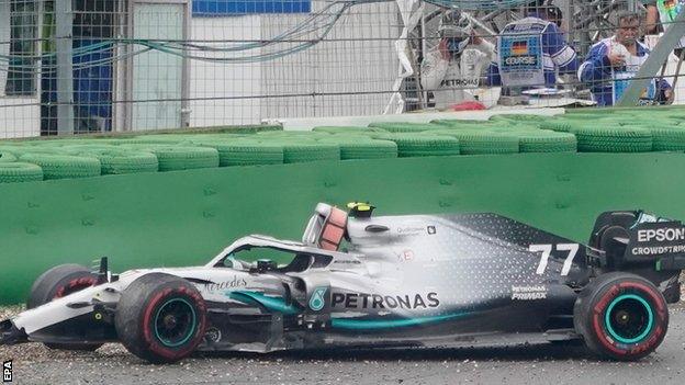 Valtteri Bottas crashes during the German Grand Prix at Hockenheim