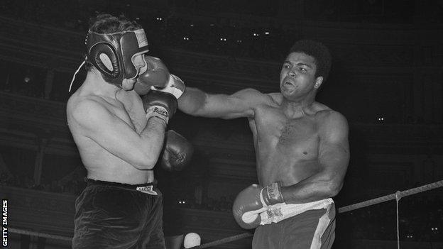 Muhammad Ali in action at the Royal Albert Hall in 1971