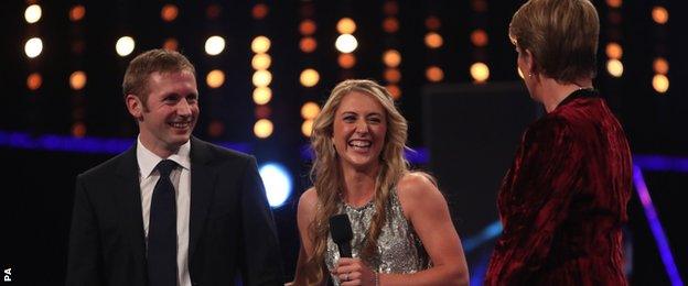 Jason and Laura Kenny share a joke with host Clare Balding