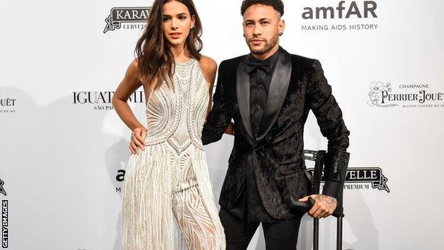 Bruna Marquezine and boyfriend Neymar attend the 2018 amfAR gala Sao Paulo on 13 April, 2018