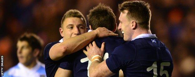 Scotland celebrate against Argentina