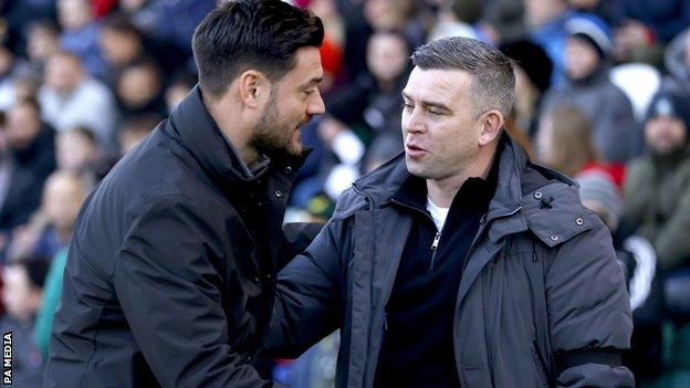 Charlton manager Johnnie Jackson (left) and Argyle boss Steven Schumacher