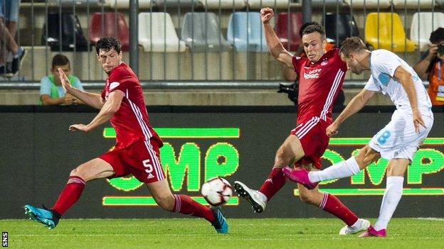 Robert Muric lashed in a late second to leave Aberdeen with a lot of work to do