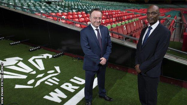 Welsh Rugby Union chief executive Steve Phillips (left) brought in performance director Nigel Walker