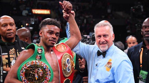 Errol Spence Jr beat Shawn Porter at the Staples Center to unify the IBF and WBC world welterweight titles