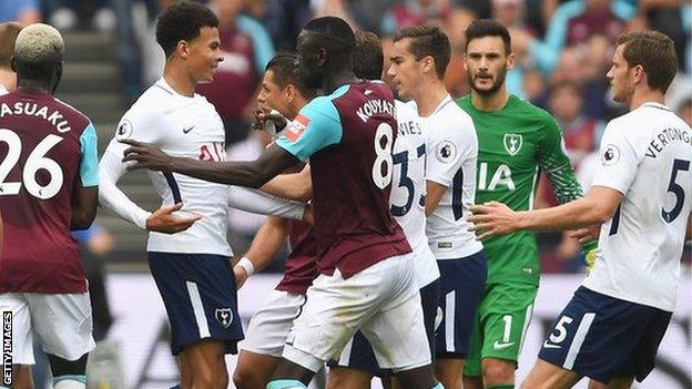 West Ham and Tottenham players