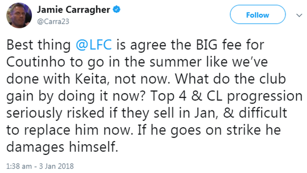 Carragher tweet