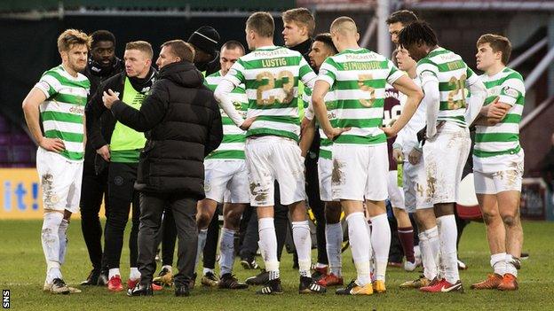 Celtic manager Brendan Rodgers and his players