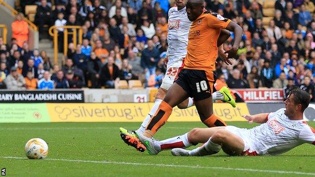 Benik Afobe doubled Wolves' lead