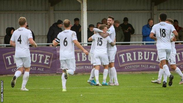 Truro City celebrate a goal