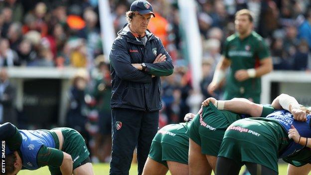 Mark Bakewell overlooks a Leicester scrum's warm-up