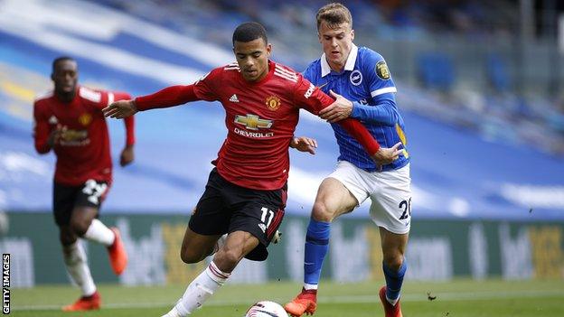 Mason Greenwood playing for Manchester United