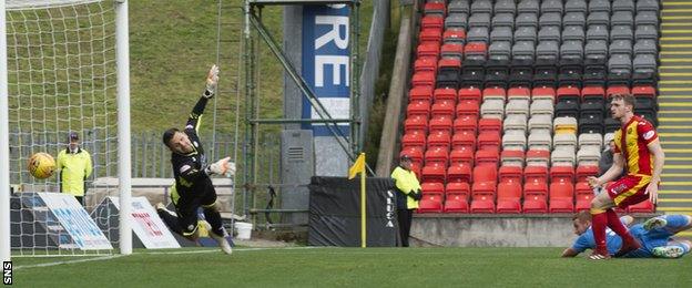 Adam Rooney scores for Aberdeen against Partick Thistle