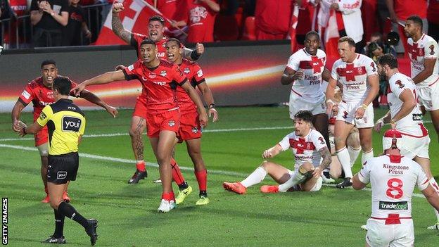 Tonga contest referee Matt Cecchin's decision