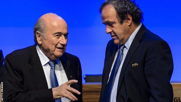 Michel Platini and Sepp Blatter