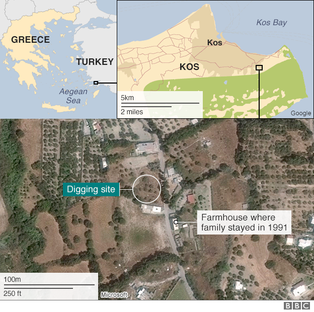 Map showing where site of the dig