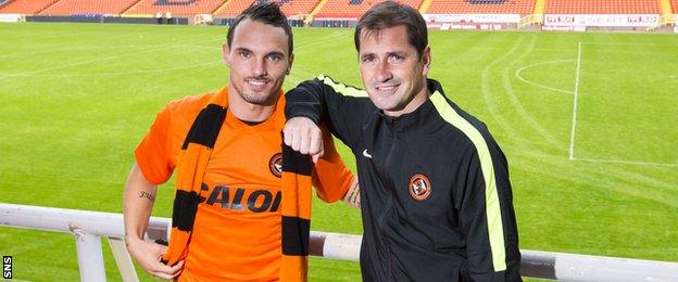 Dundee United midfielder Rodney Sneijder and manager Jackie McNamara