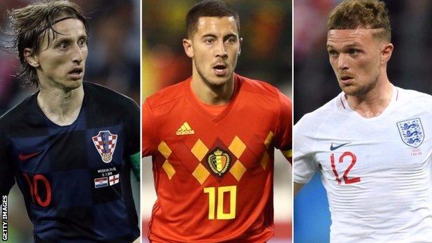 Luka Modric, Eden Hazard and Kieran Trippier in action at the World Cup