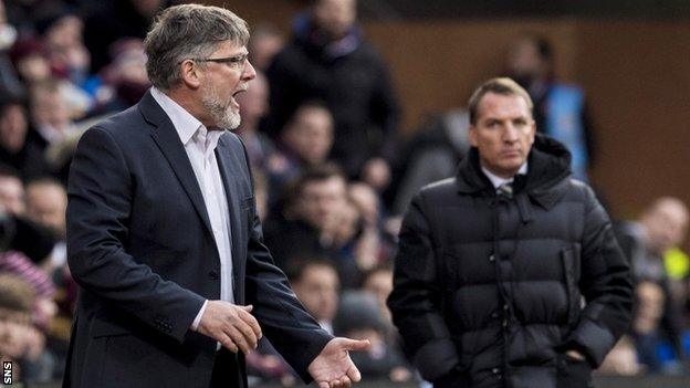 Hearts manager Craig Levein and Celtic counterpart Brendan Rodgers