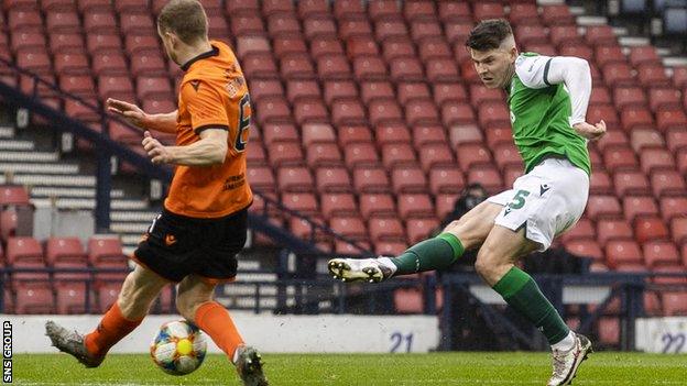 Hibs beat Dundee United at an empty Hampden to reach the final