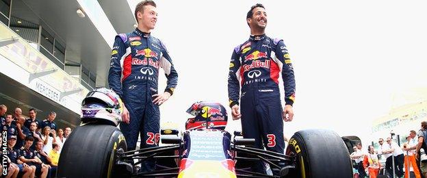 Red Bull drivers Daniil Kvyat and Daniel Ricciardo