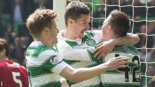 Celtic players celebrating