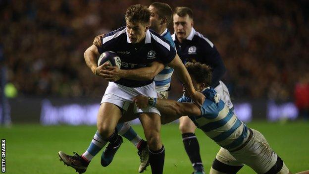 Huw Jones creates Sean Maitland's try for Scotland against Argentina