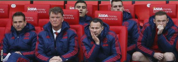 Wayne Rooney on the substitutes' bench at Stoke