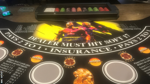 A Las Vegas blackjack table promoting the Fury v Wilder fight